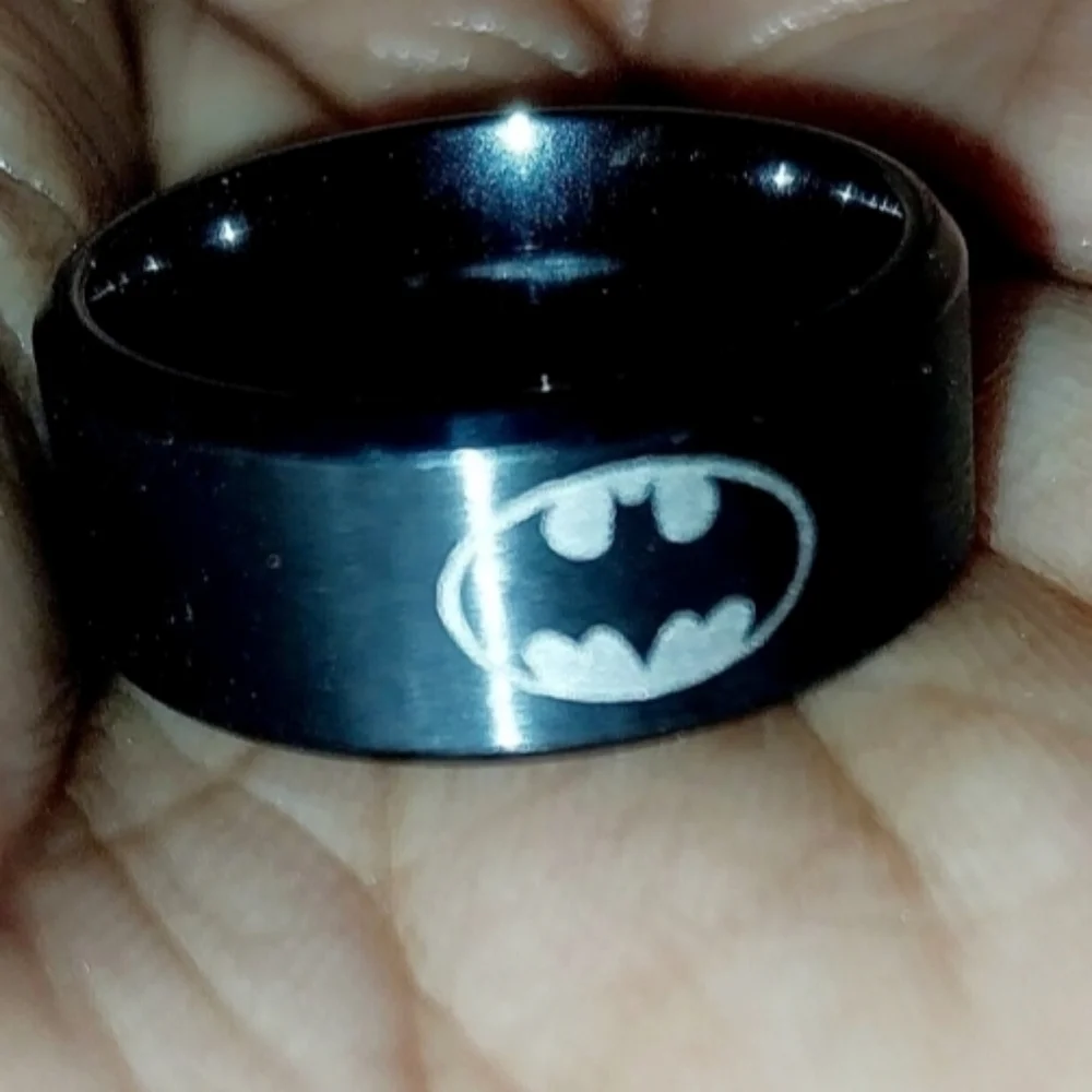 Black Batman Stainless Steel Unisex Ring Sz 6